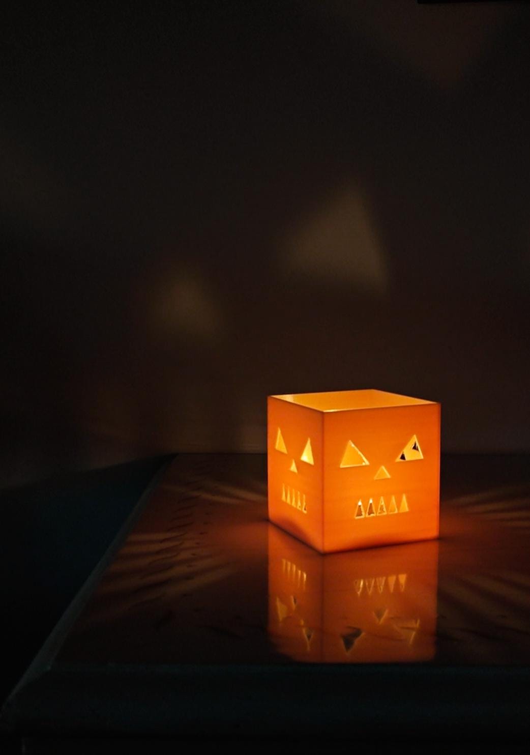 Tea Light Candle Holder - Pumpkin Cube