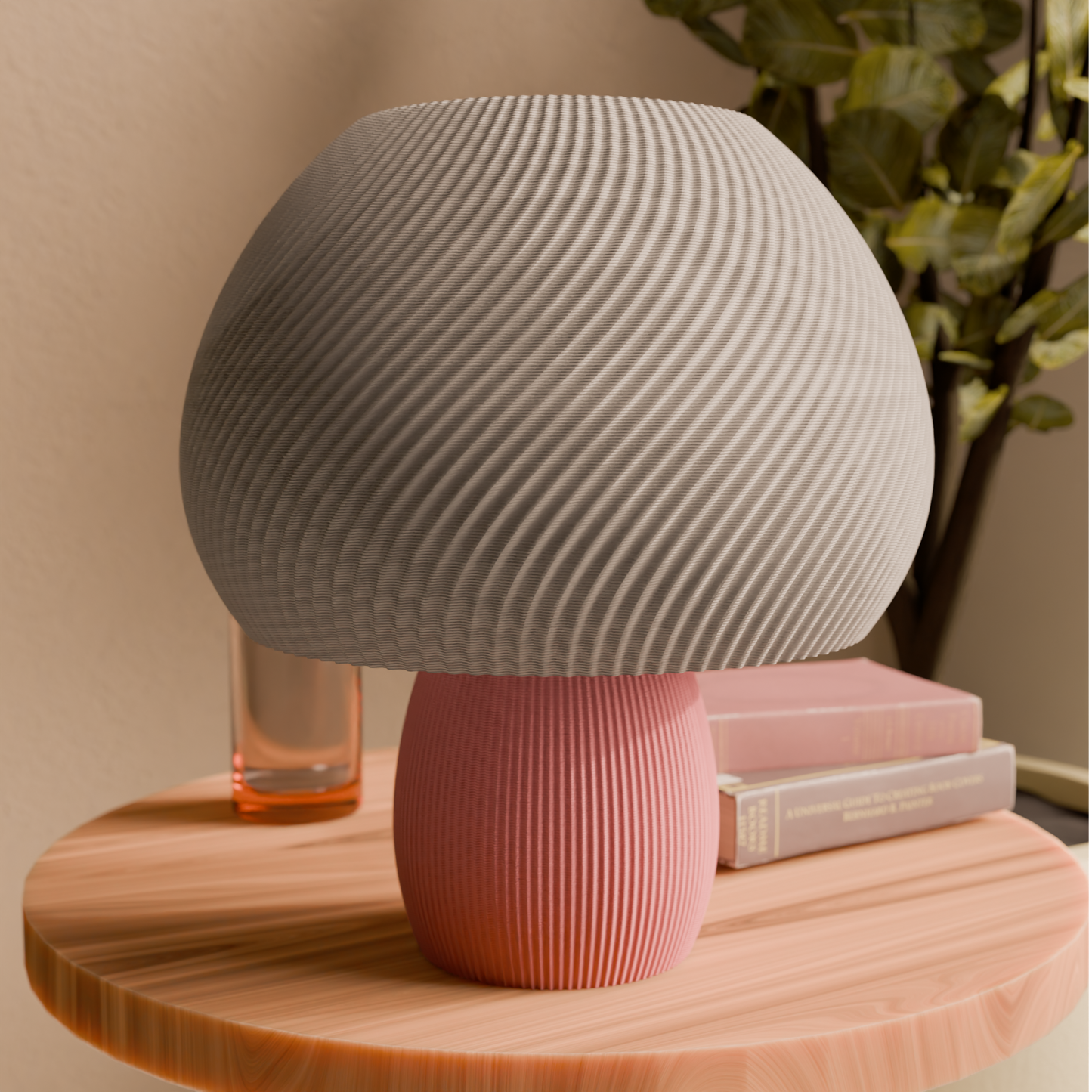 Rippled Mushroom Twisted Lamp – 3D Printed LED Table Light