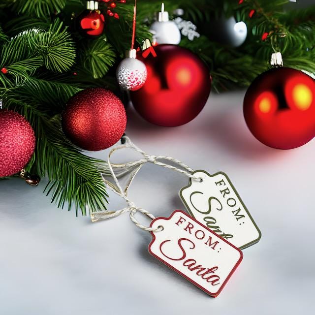 Gift Tag "From: Santa" Christmas Gift Tag Ornament