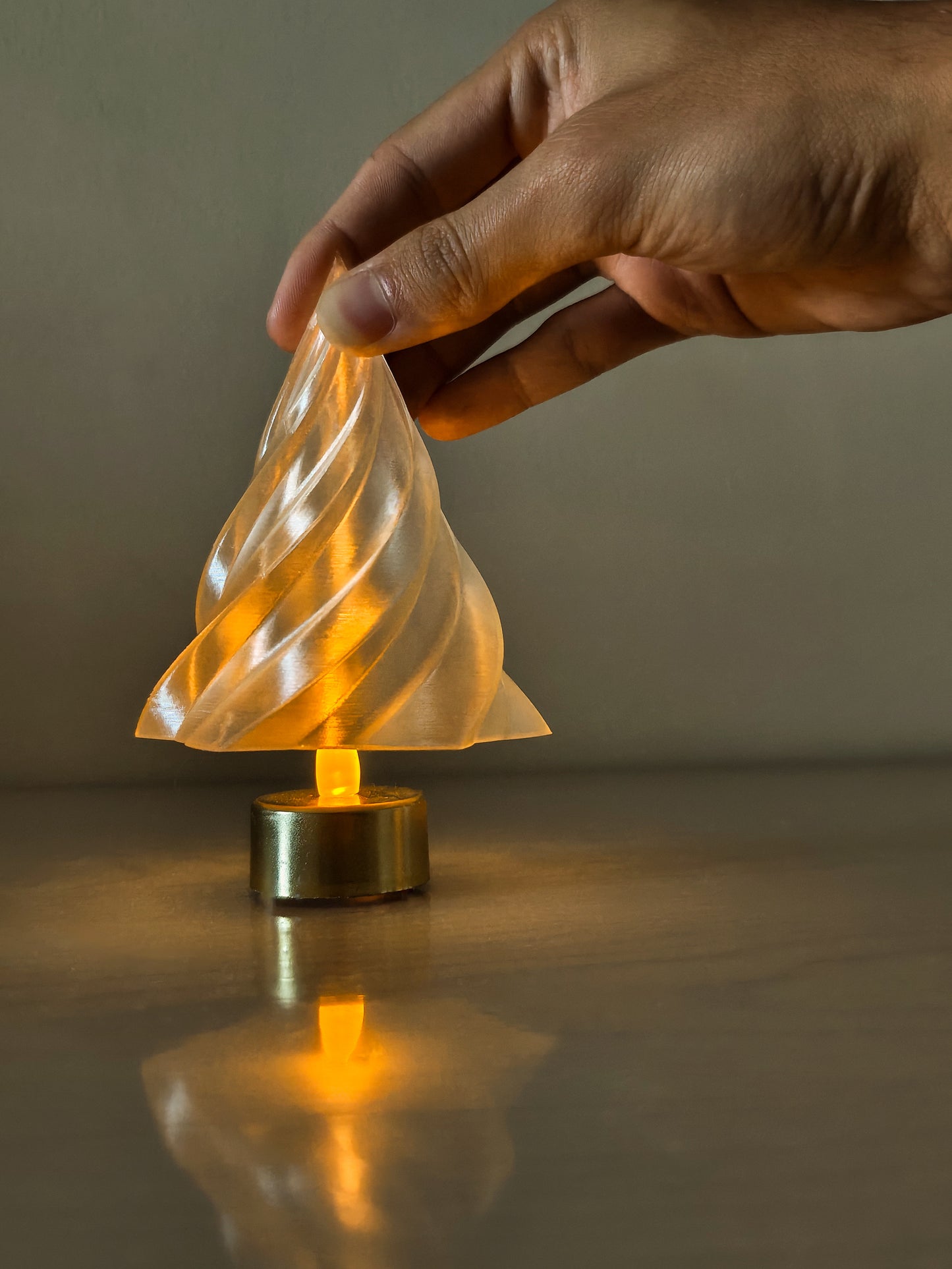 Modern Spiral Glow Trees | 3D Printed Translucent Holiday Decor | LED Tealight Centerpiece