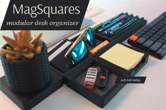 Customizable MagSquares Starter Set – Mix & Match Magnetic Squares for Desk Organizing, Decorating, Gifting